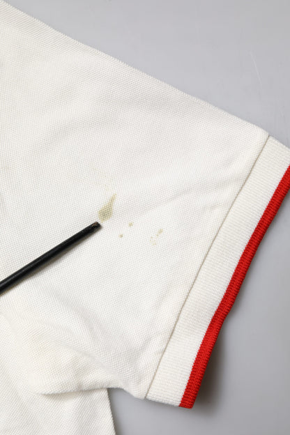 White Cotton Logo Collared Polo Men T-shirt