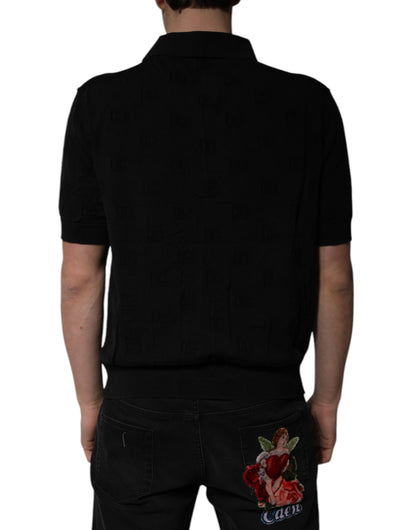 Black Silk Collared Polo T-shirt