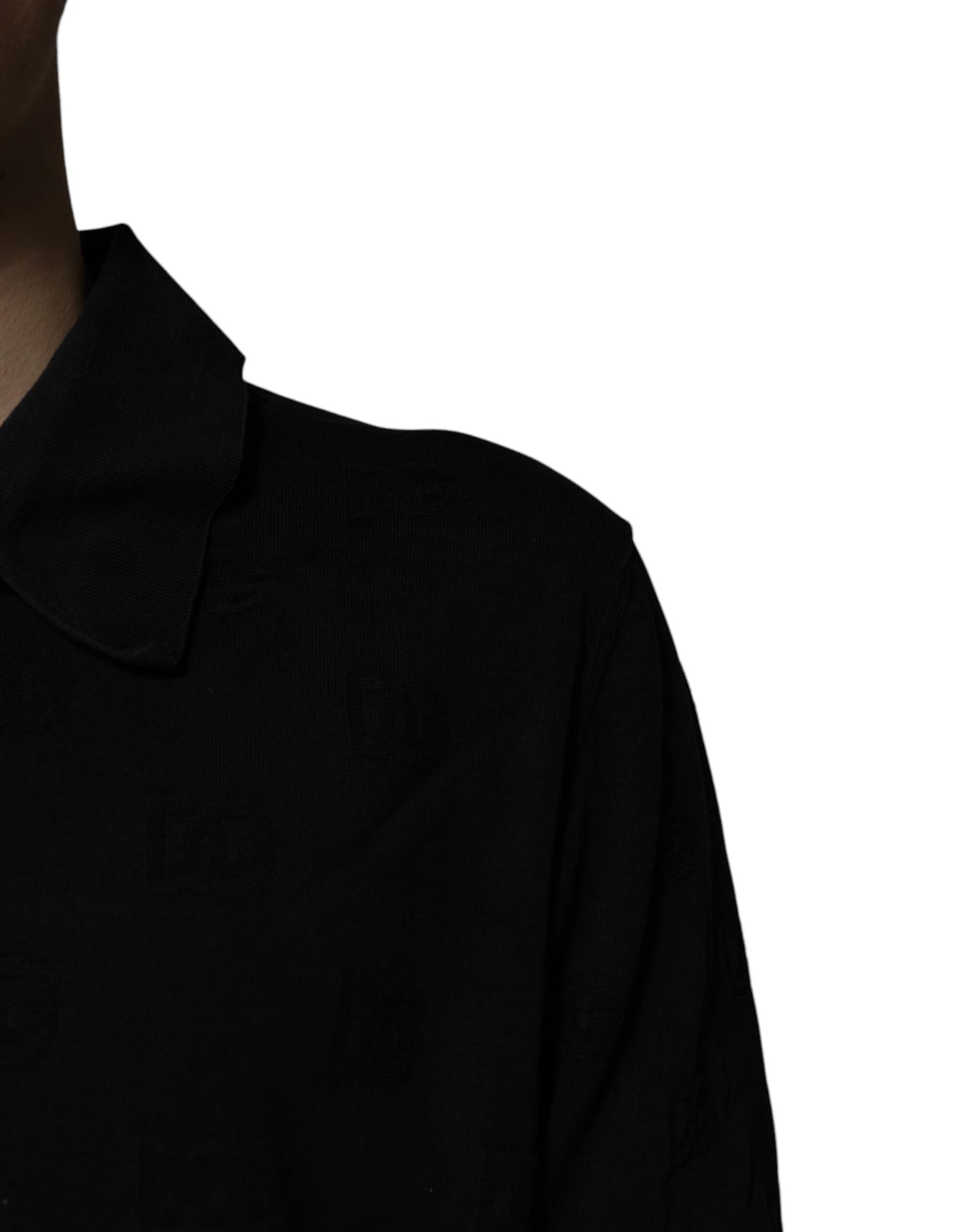 Black Silk Collared Polo T-shirt