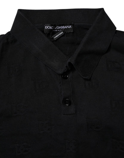 Black Silk Collared Polo T-shirt