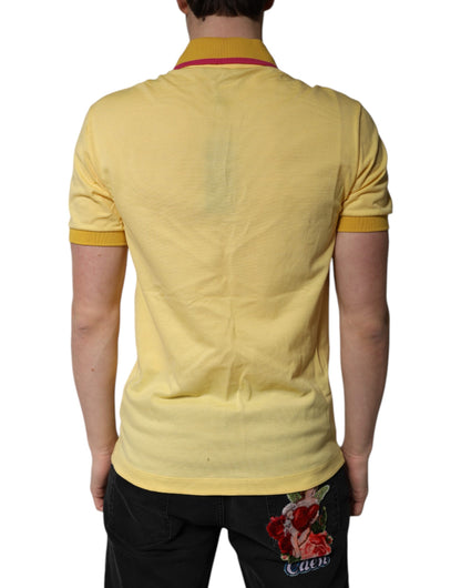 Yellow Cotton Logo Collared Polo T-shirt