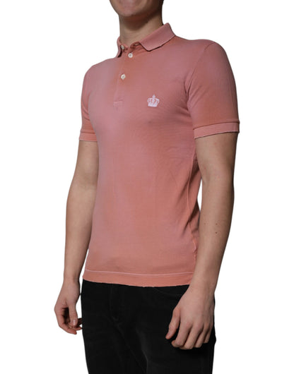 Pink Cotton Crown Collared Polo T-shirt