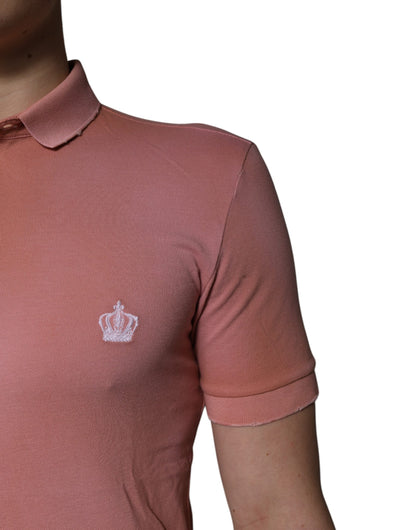 Pink Cotton Crown Collared Polo T-shirt