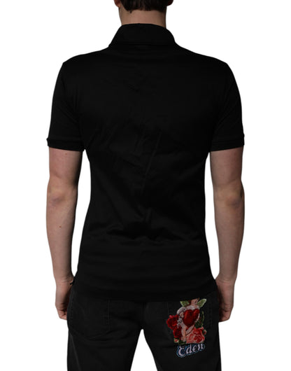 Black Cotton Collared Polo T-shirt