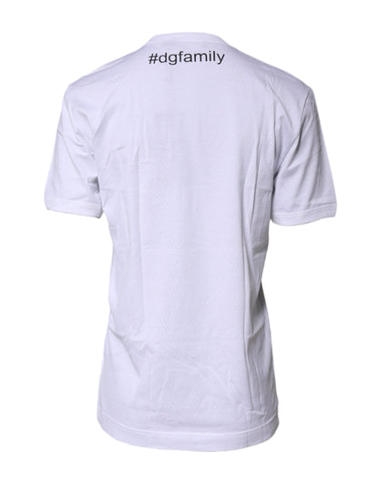 White #DGFamily Cotton Crew Neck T-shirt