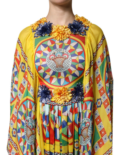 Multicolour Carretto Print Kaftan Twill Dress