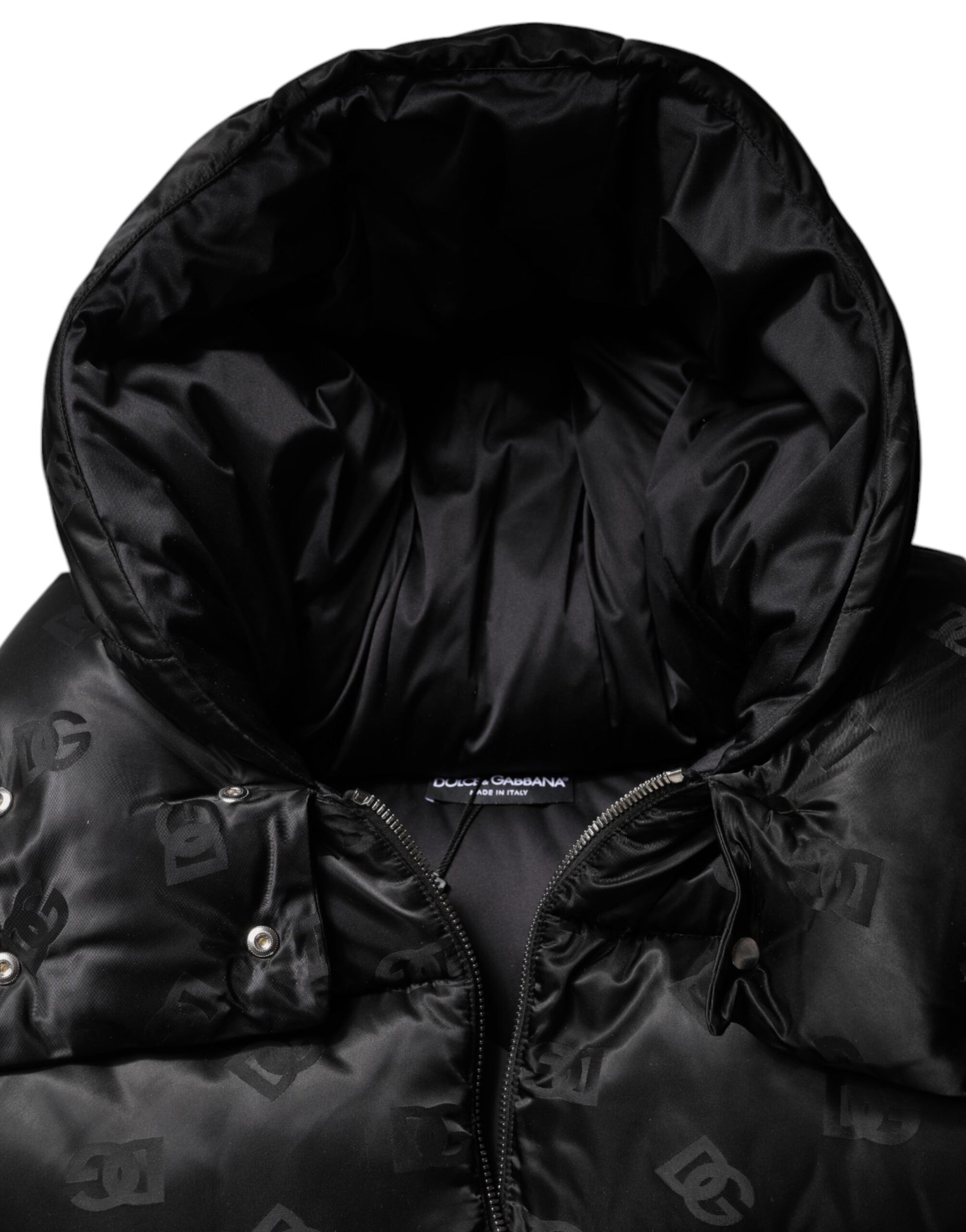 Black Padded Puffer Hooded Full Zip Cropped Jacket