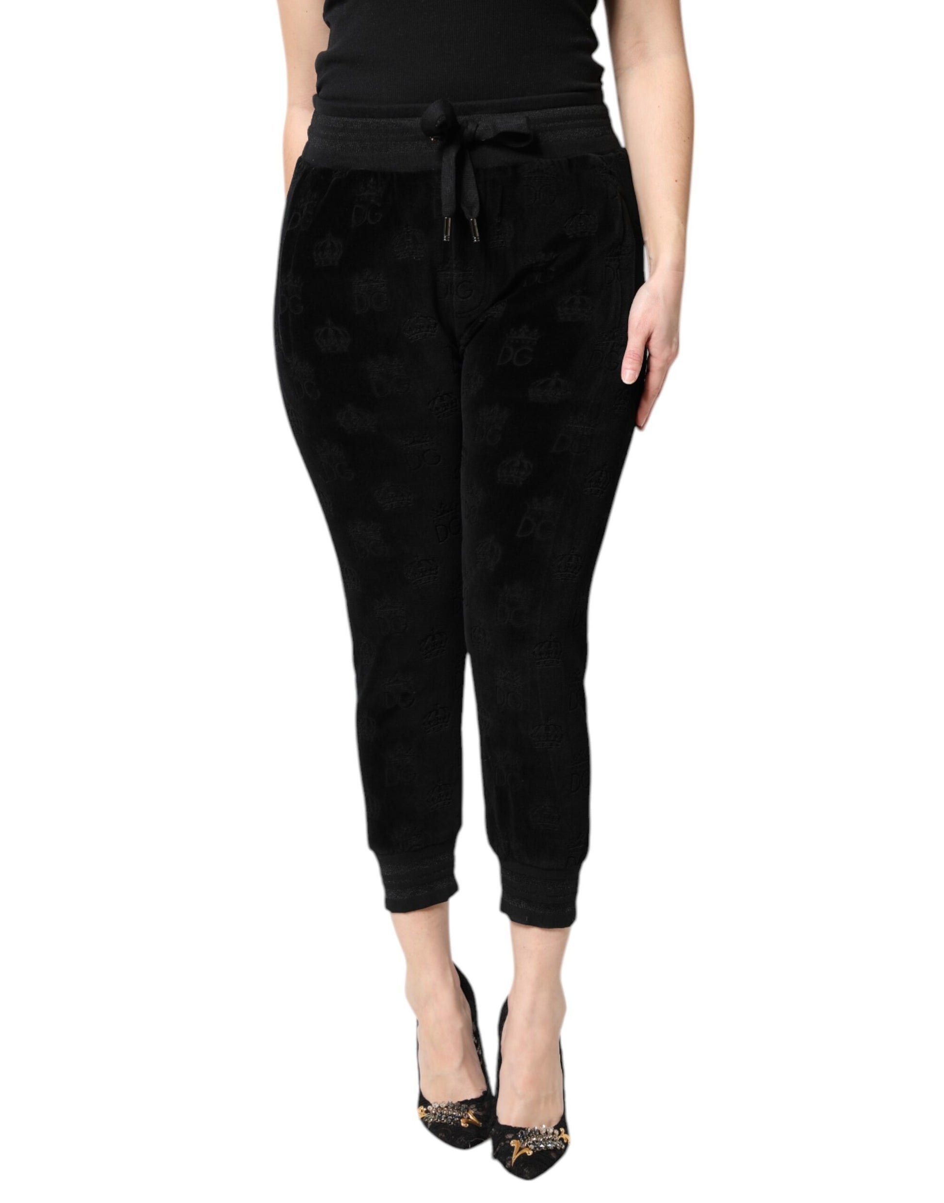 Black All-Over DG Logo Print Jogger Pants