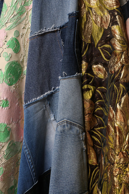 Multicolor Patchwork High Waisted Midi Skirt