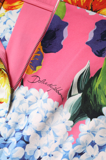 Multicolor Floral Print High Waist Midi Skirt