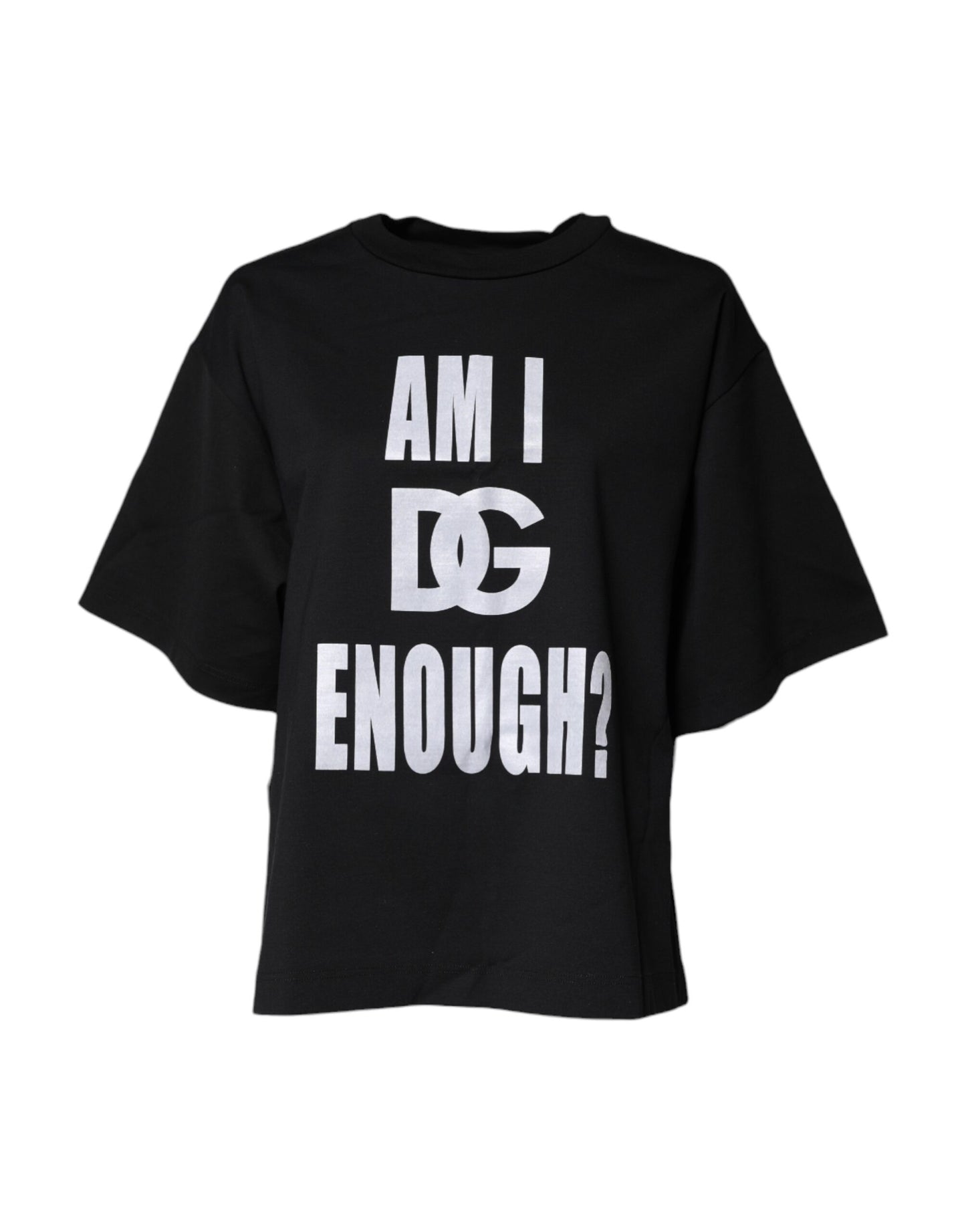 Black Printed Cotton Crew Neck Tee T-shirt