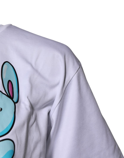 White Printed Cotton Crew Neck Tee T-shirt