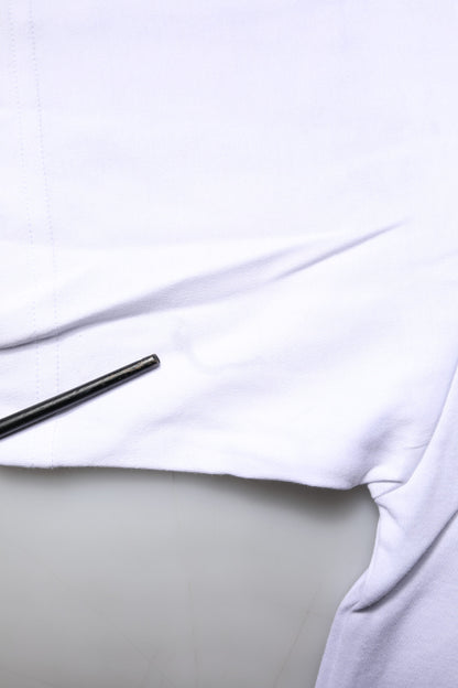 White Printed Cotton Crew Neck Tee T-shirt