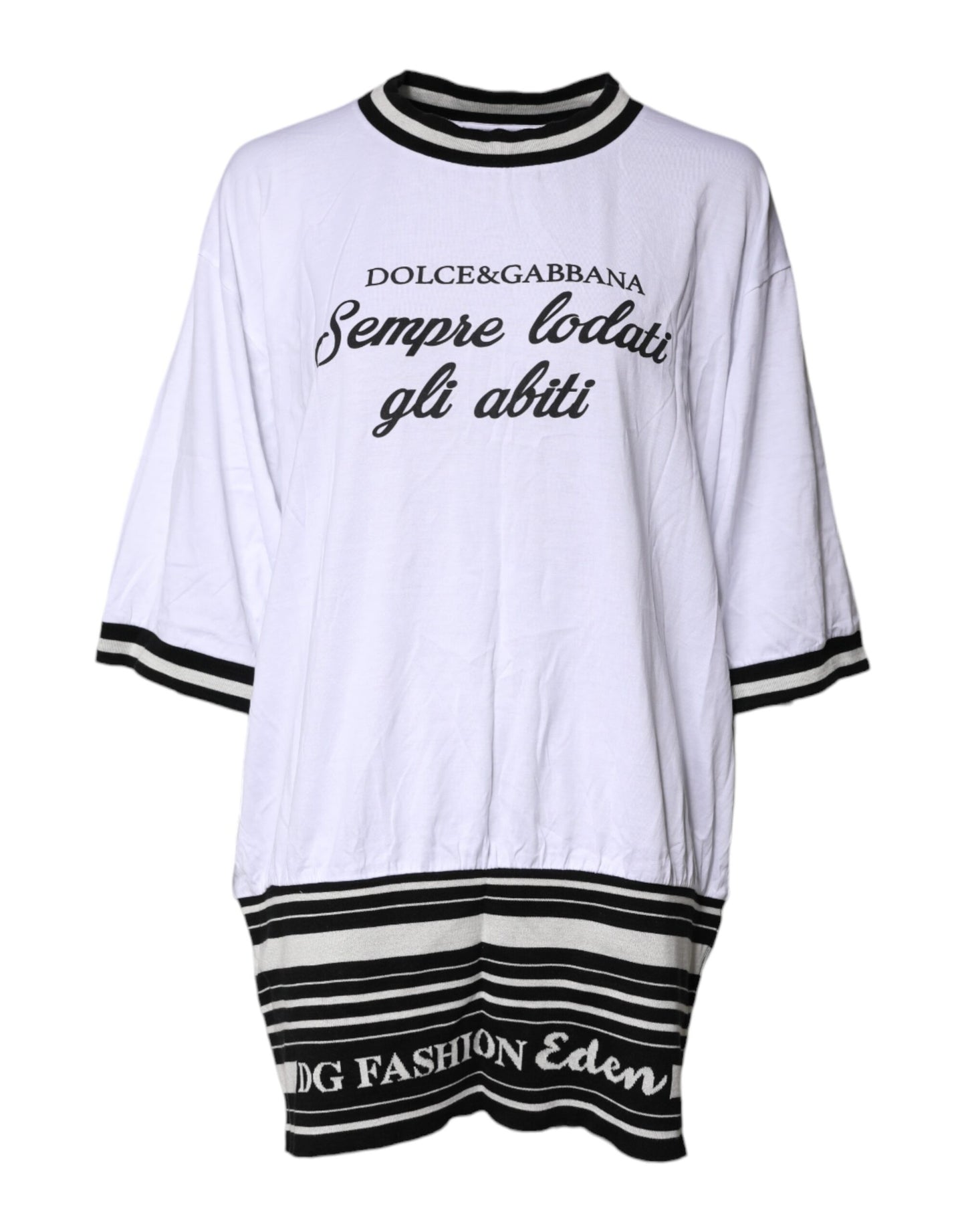 White Cotton DG Fashion Crew Neck Tee T-shirt