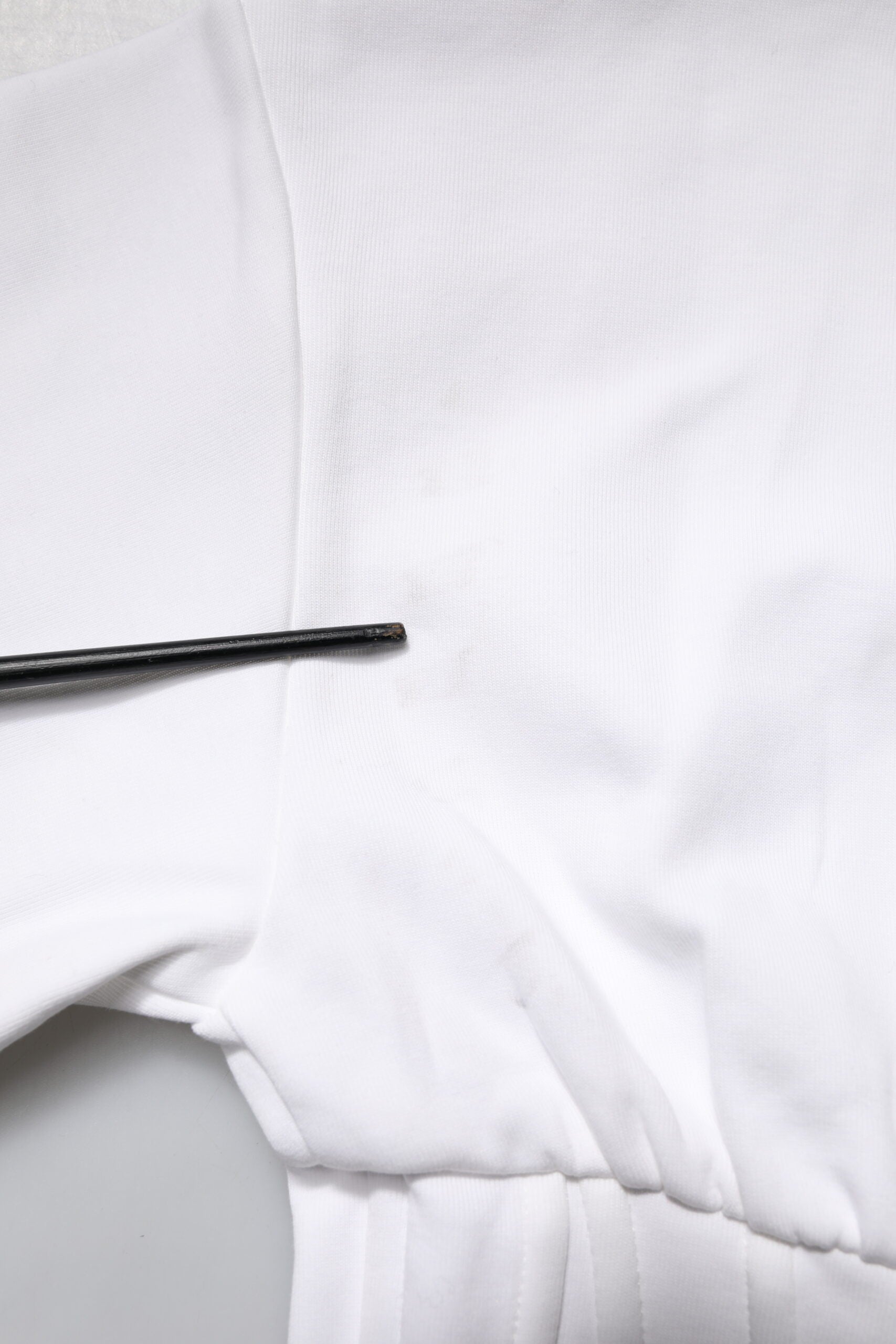 White Cotton Blend 3/4 Sleeves Blouse Top