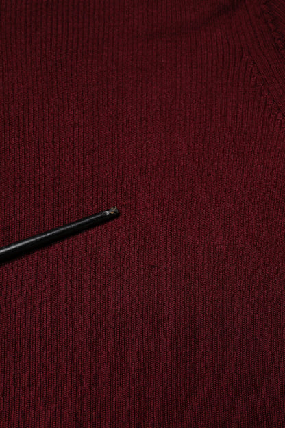 Burgundy Long Sleeves Turtleneck Slim Sweater