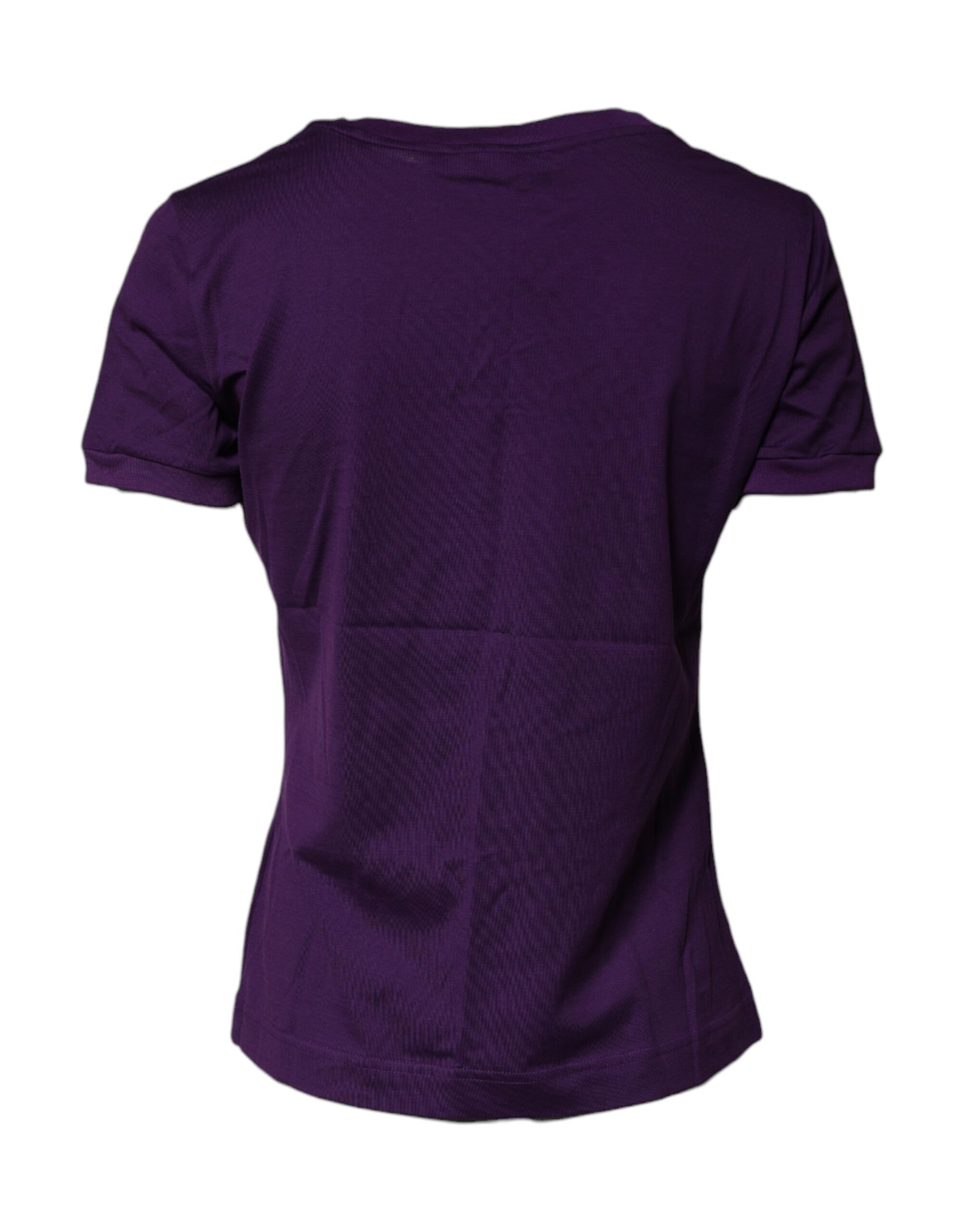 Violet Cotton Crewneck Short Sleeves T-shirt