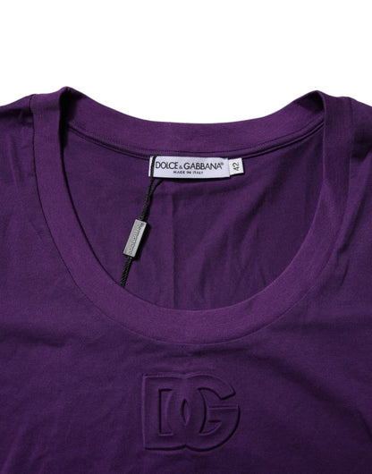 Violet Cotton Crewneck Short Sleeves T-shirt