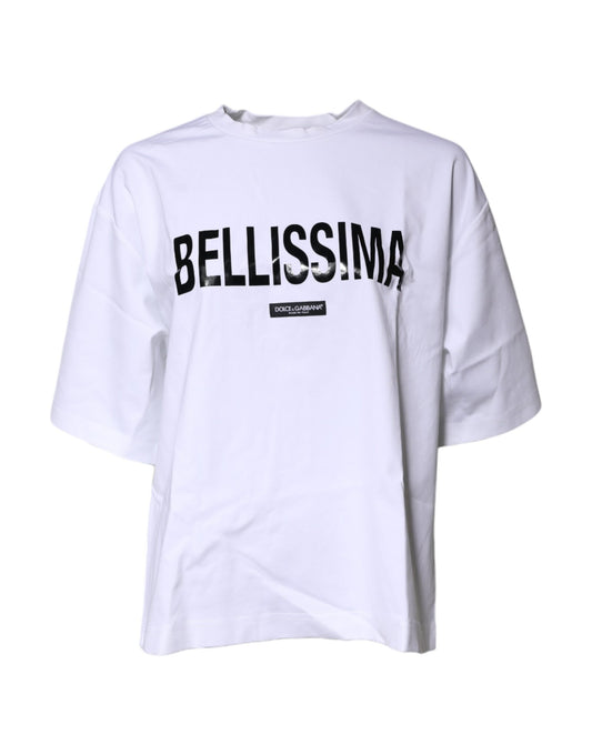 White Bellissima Cotton Crew Neck T-shirt
