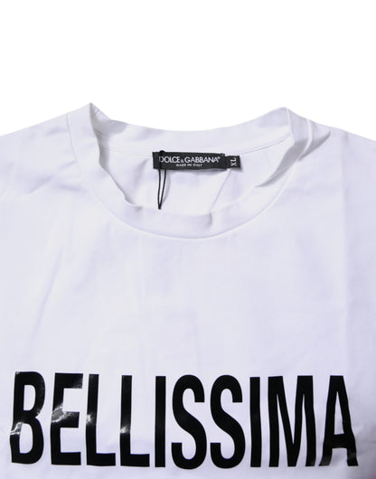 White Bellissima Cotton Crew Neck T-shirt