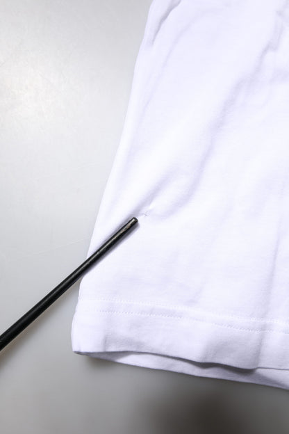 White Cotton Printed Round Neck Top T-shirt