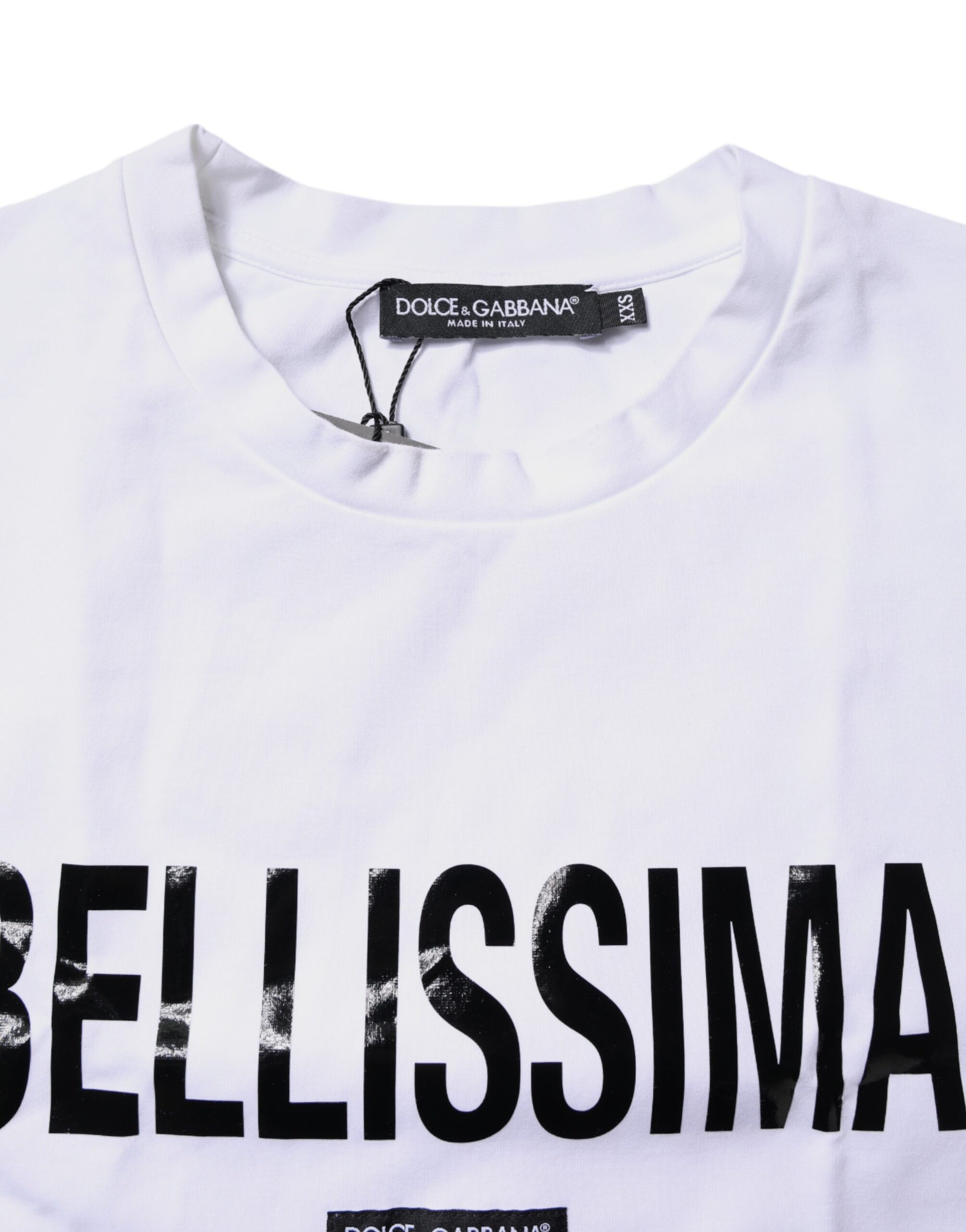 White Bellissima Cotton Crew Neck T-shirt