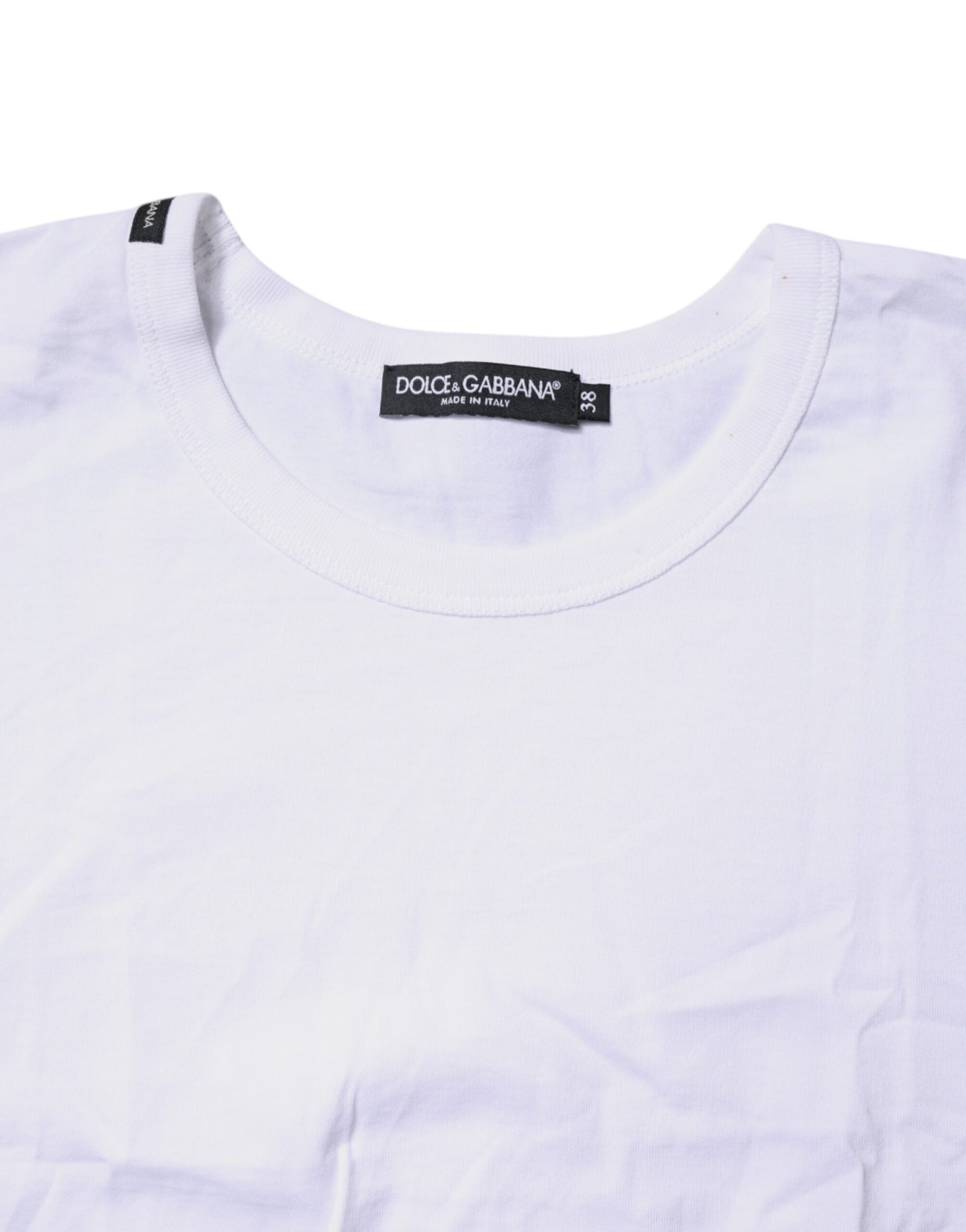 White Cotton Crew Neck Cropped Top T-shirt