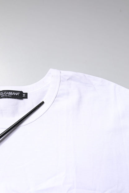 White Cotton Crew Neck Cropped Top T-shirt