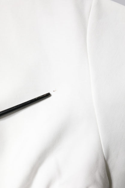 White Cotton Blend 3/4 Sleeves Blouse Top