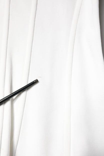 White Cotton Blend 3/4 Sleeves Blouse Top