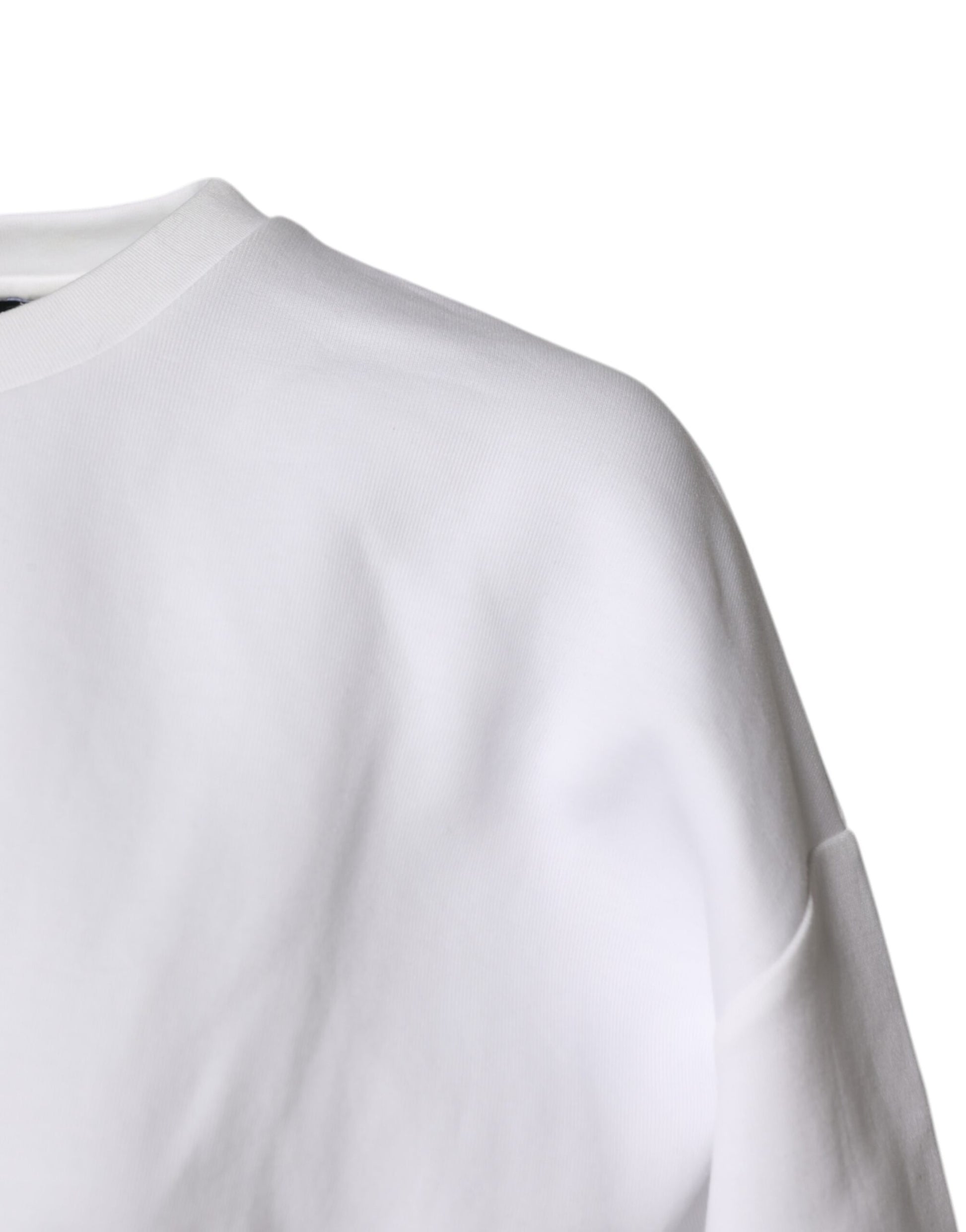 White Cotton Blend 3/4 Sleeves Blouse Top