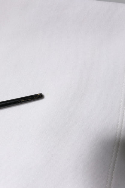 White Cotton Blend 3/4 Sleeves Blouse Top