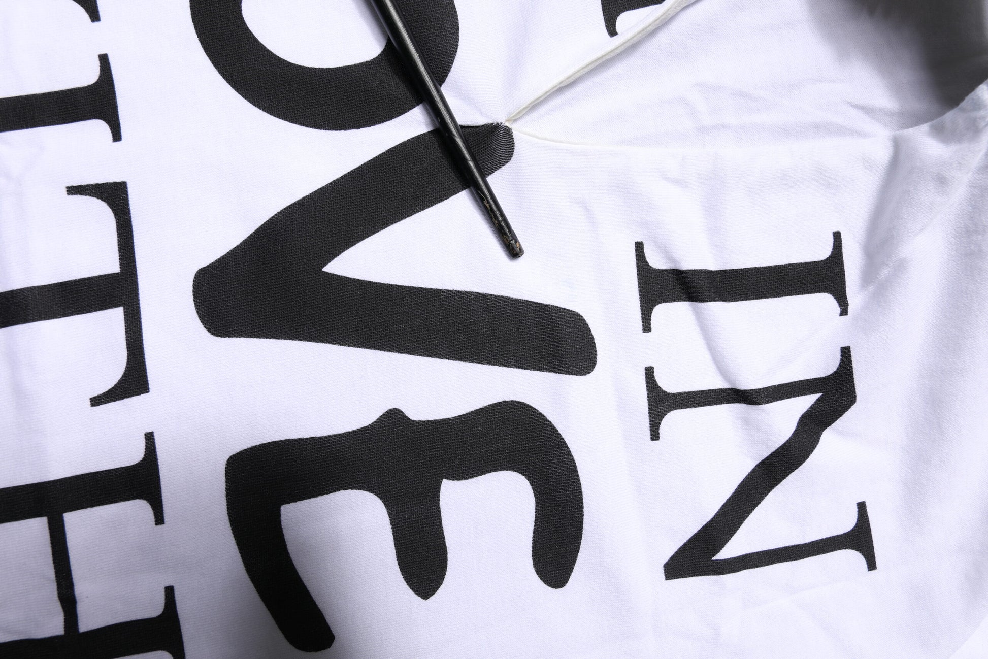 White Cotton Silk Blend Ascot Collar T-shirt