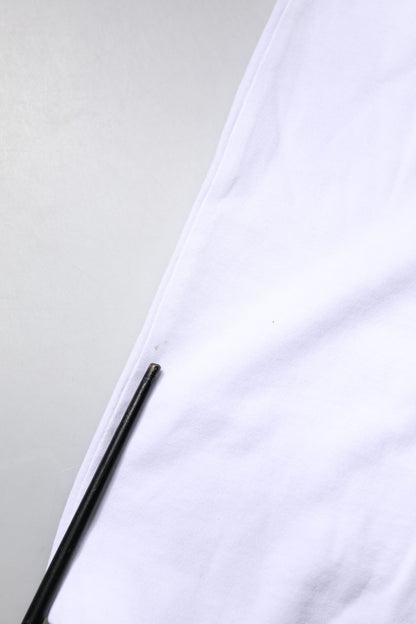 White Cotton Silk Blend Ascot Collar T-shirt