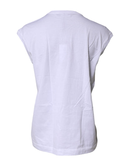White Cotton Sleeveless Round Neck Tank Top