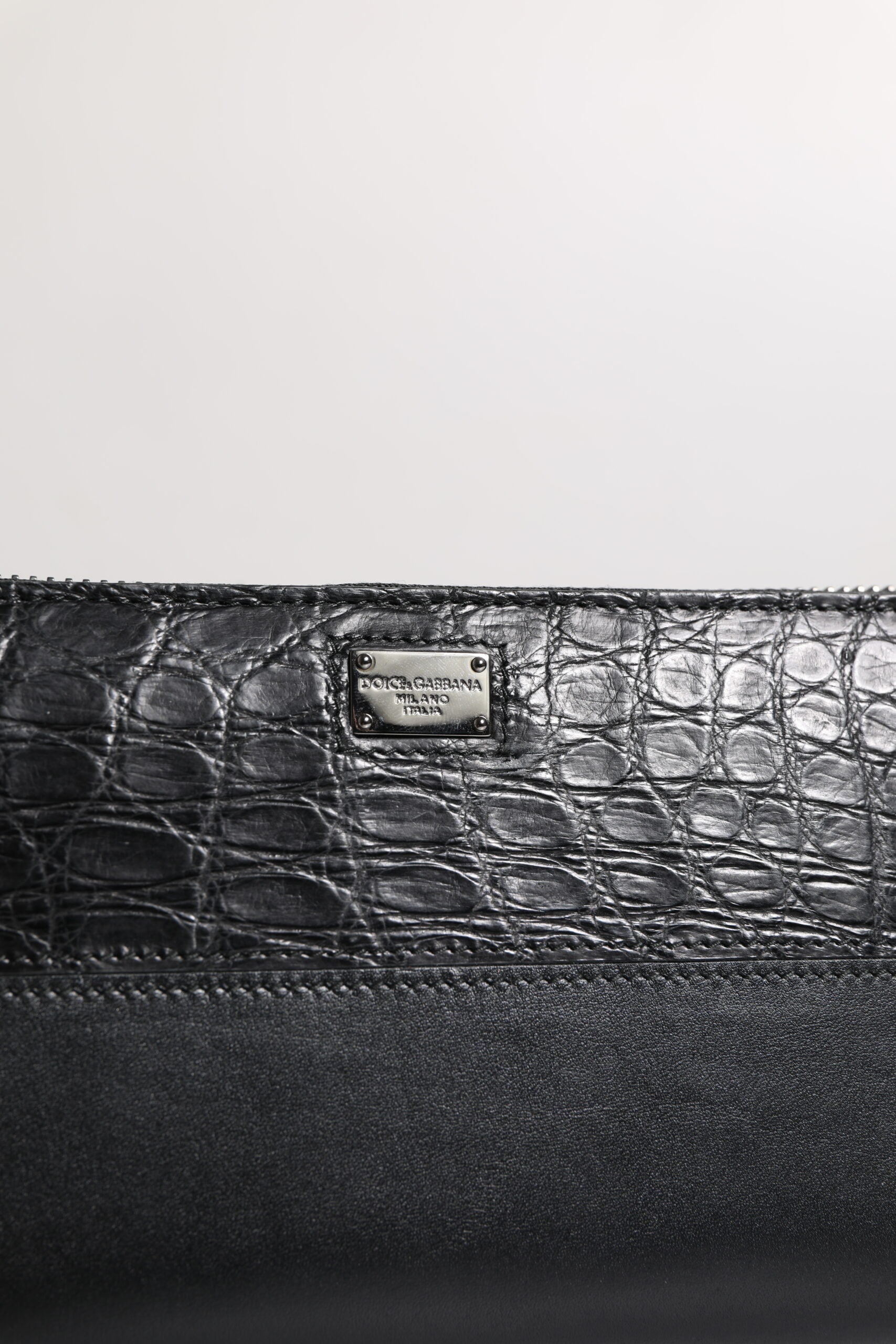 Black Leather Logo Plaque Zip Around Continental Wallet