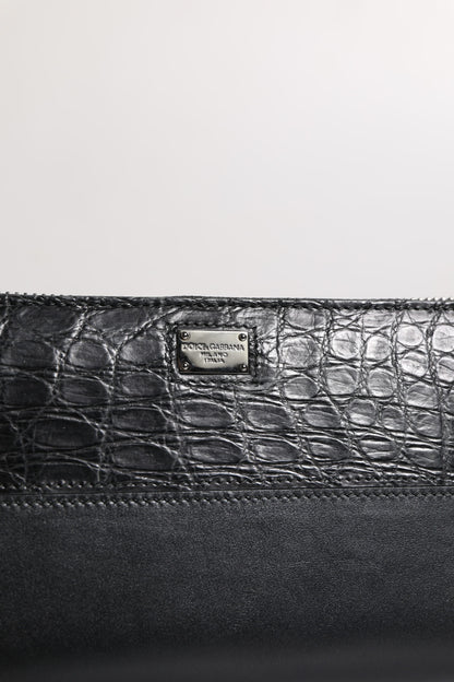 Black Leather Logo Plaque Zip Around Continental Wallet