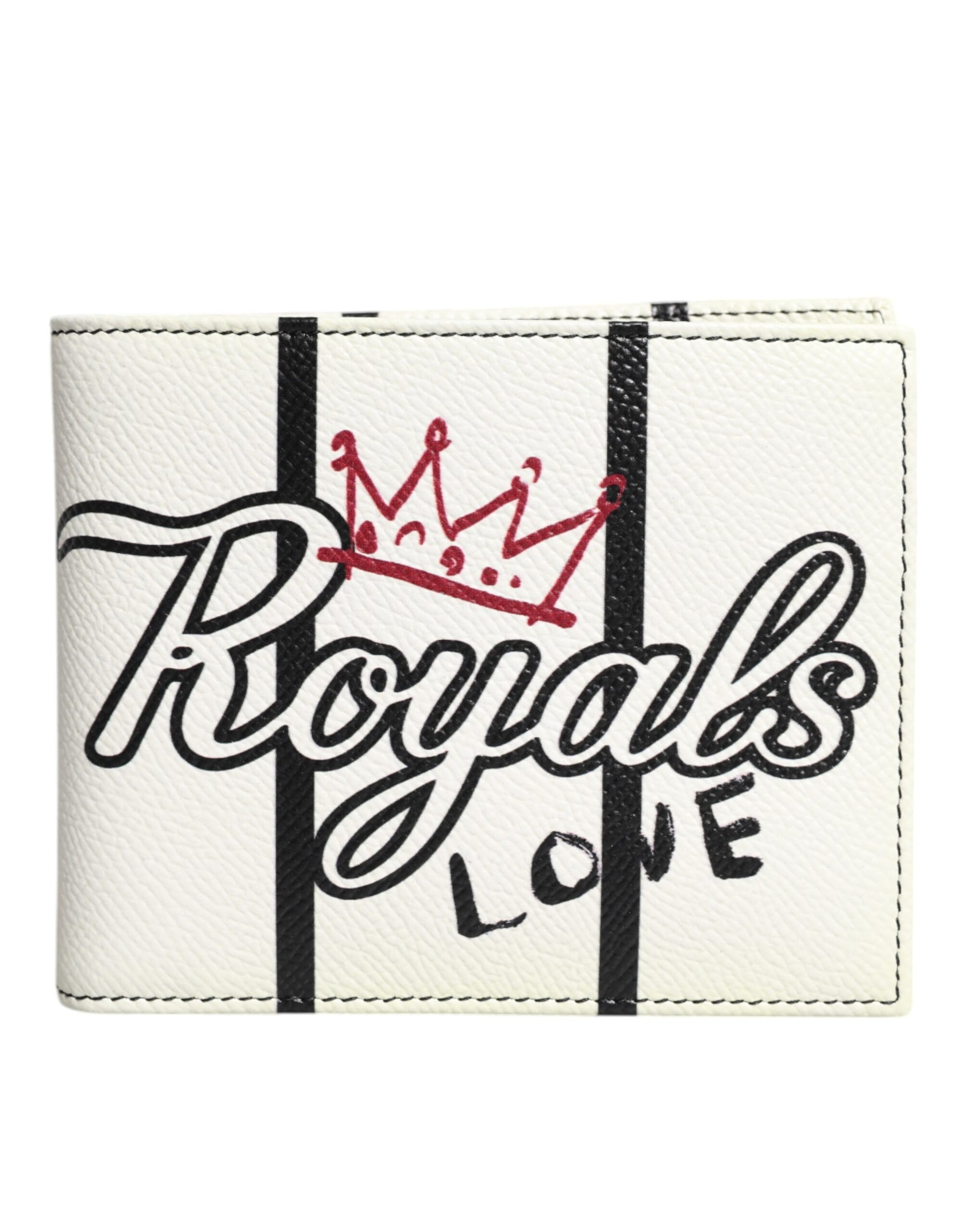 White Leather DG Crown Royals Bifold Card Holder Wallet
