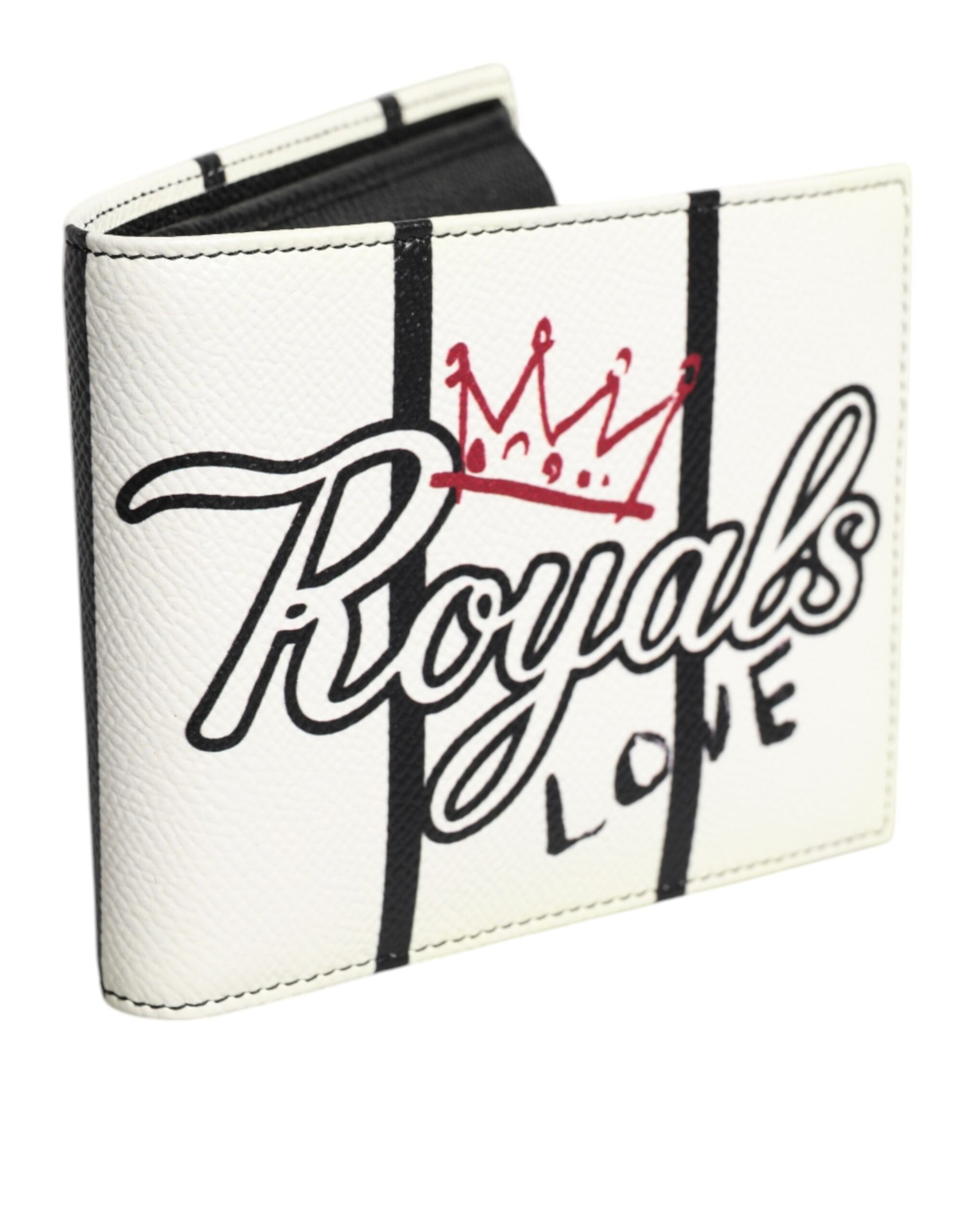 White Leather DG Crown Royals Bifold Card Holder Wallet