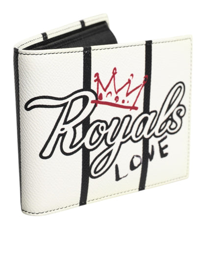 White Leather DG Crown Royals Bifold Card Holder Wallet