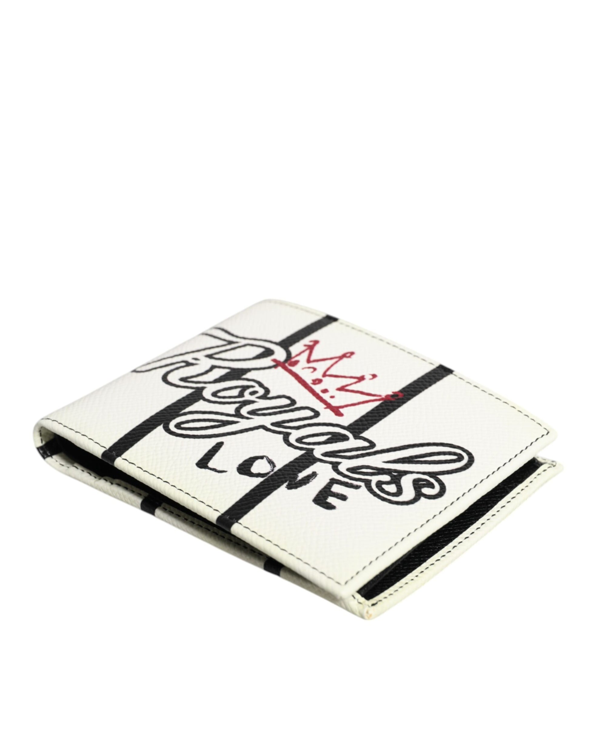 White Leather DG Crown Royals Bifold Card Holder Wallet