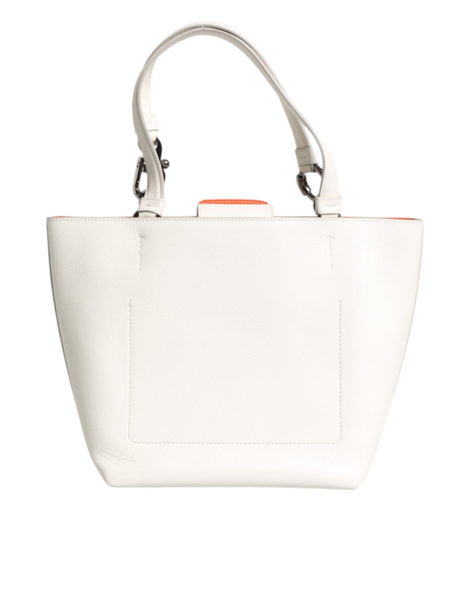 White Leather #DG BEATRICE Top Handle Tote Bag