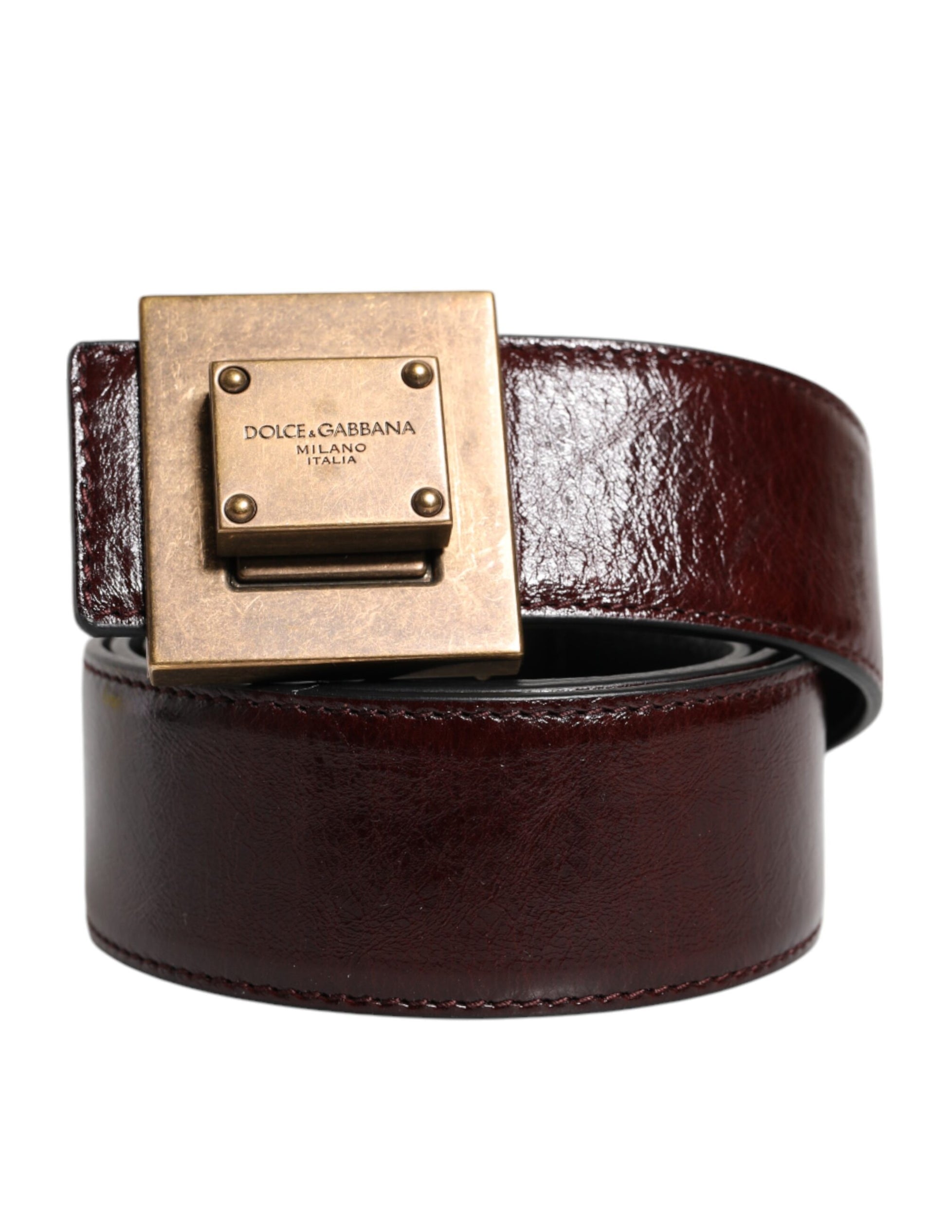 Brown Leather Gold Metal Buckle Classic Belt