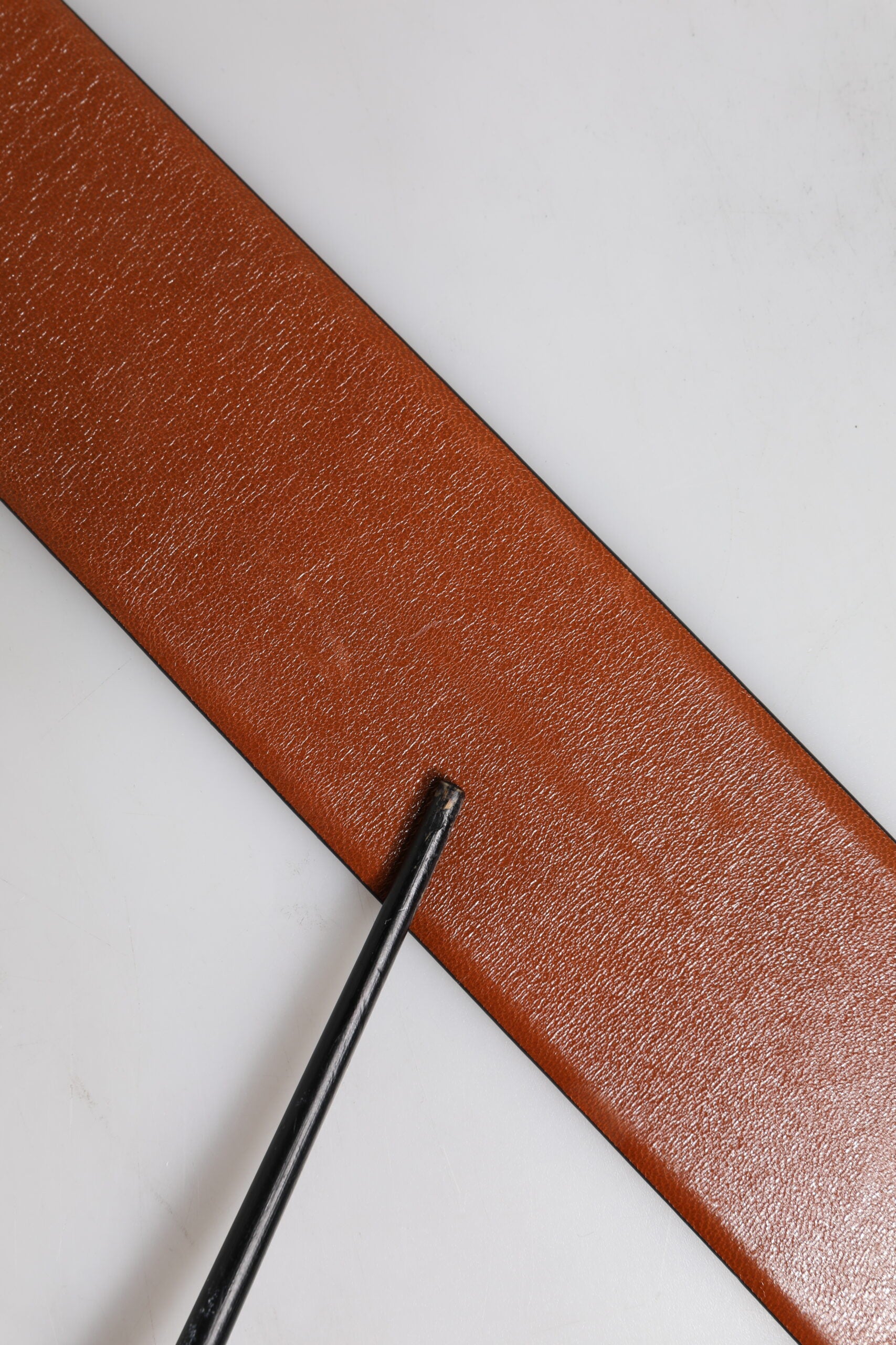 Brown Leather Gold Metal Buckle Classic Belt