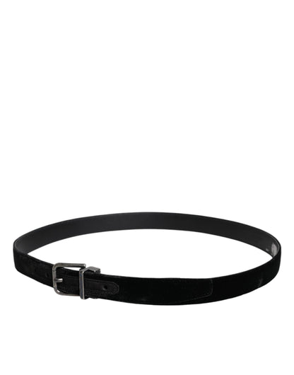 Black Leather Metal Buckle Classic Belt