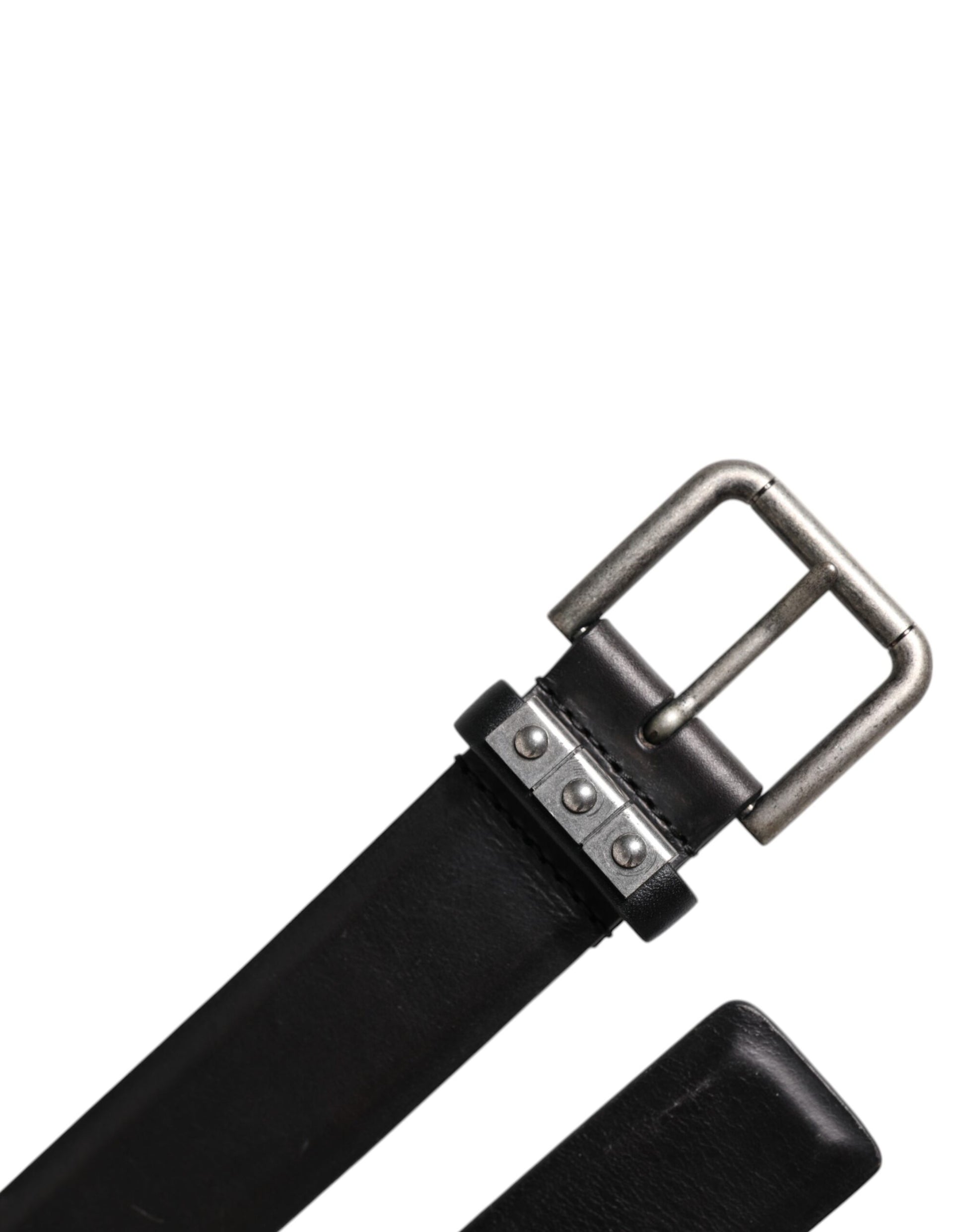 Black Leather Metal Buckle Classic Belt