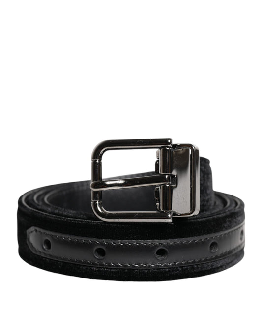 Black Leather Metal Buckle Classic Belt