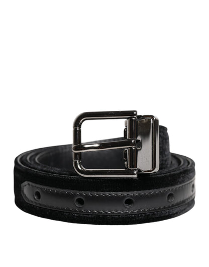 Black Leather Metal Buckle Classic Belt