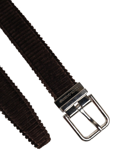 Brown Velvet Metal Buckle Classic Belt