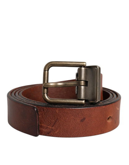 Brown Leather Metal Buckle Classic Belt